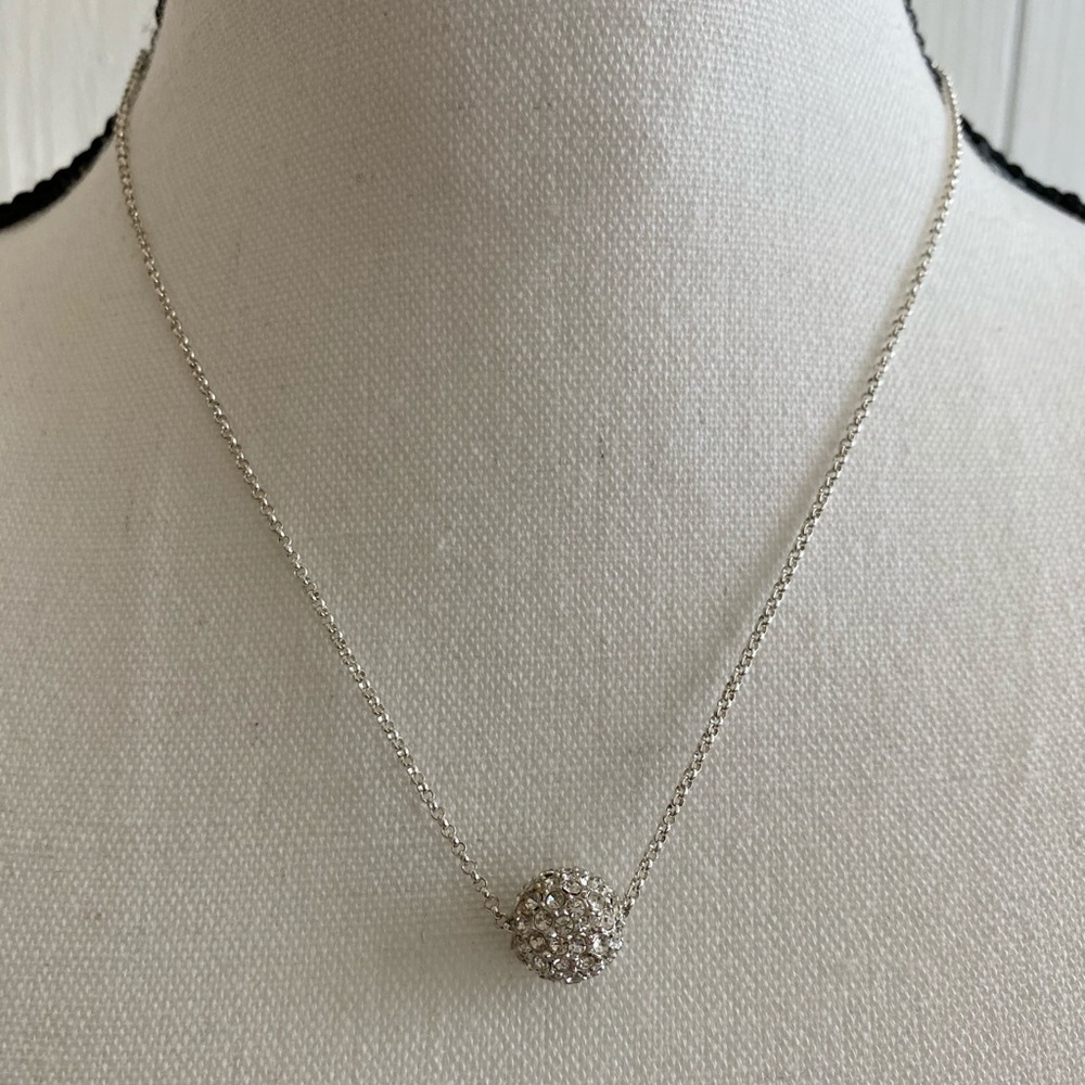 Monet Rhinestone Sphere Necklace, Adjustable 16”-18”